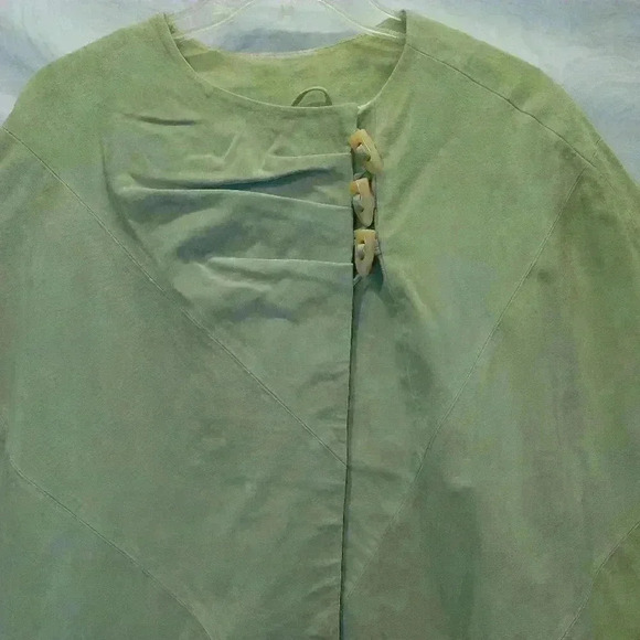 TERRY LEWIS | Boho 100% Leather Suede Fringe Cape Poncho Jacket One Size - Picture 5 of 16